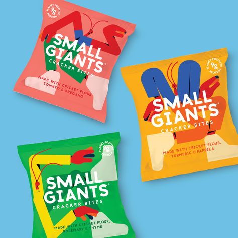 We Love The Playful Cricket Illustrations On Small Giants' Packaging | Dieline - Design, Branding & Packaging Inspiration Cracker Bites, Kids Packaging, Spices Packaging, Snack Brands, Ice Cream Design, Branding Process, Food Branding, Cool Packaging, Cracker Snacks