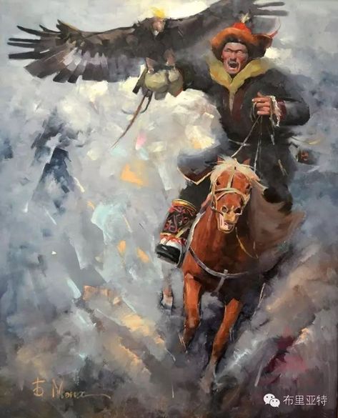 Eagle Hunter, Eagle Hunting, Arte Viking, Golden Horde, Mughal Art Paintings, Landlocked Country, Tibetan Art, Horse Art, Mongolia