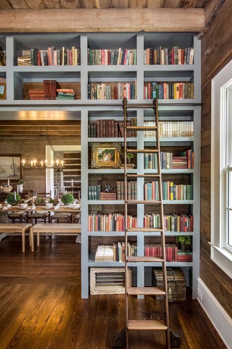 Historic 200 Year-Old Renovation - Farmhouse - Family Room - Nashville - by Hallmark Building Group, Inc. | Houzz Desk Next To Fireplace, Home Library Nook, Whimsical Library, Beautiful Home Library, Shelves Desk, Farmhouse Family Rooms, Wattle And Daub, Library Rooms, Built In Bookshelves