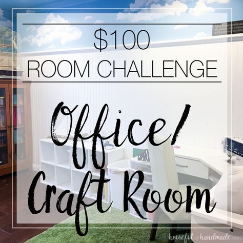 See how I make over this office & craft room for only $100! This March join in on the fun to see how I redo the room in the $100 room challenge. Home Office Craft Room Combo, Craft Room Ideas On A Budget, Basement Craft Rooms, Office Craft Room Combo, Small Craft Rooms, Craft Room Furniture, Bedroom Crafts, Diy Craft Room, Cheap Crafts