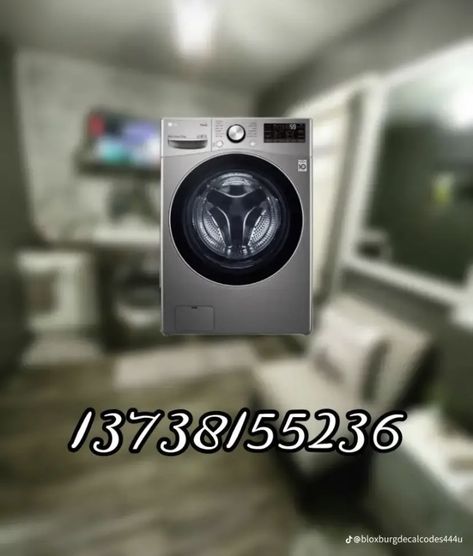 Bloxburg Washing Machine Decal, Washer And Dryer Decals Bloxburg, Stanley Codes Bloxburg, Laundry Room Decals Bloxburg, Bloxburg Laundry Room Ideas, Roblox Decor, Washer And Dryer Decals, Bloxburg Apartment, Decals Bloxburg