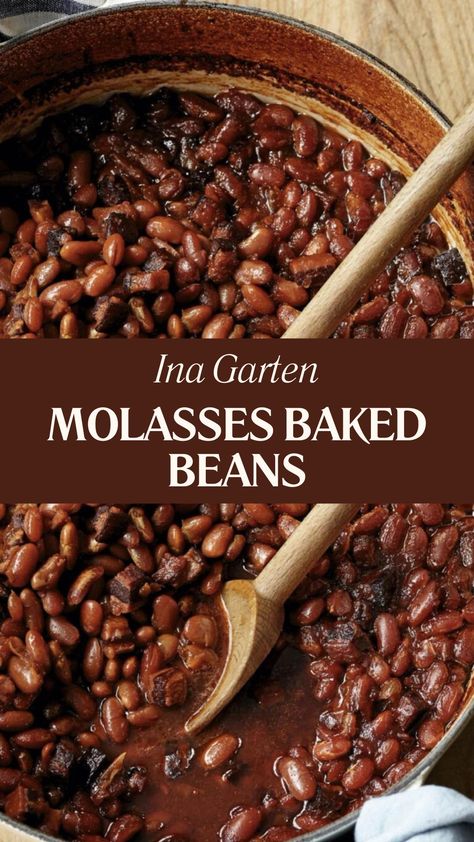 Ina Garten Molasses Baked Beans Molasses Baked Beans Recipe, Baked Beans With Molasses, Baked Beans Molasses, Baked Beans With Maple Syrup, Vegan Maple Baked Beans, Molasses Baked Beans, Maple Baked Beans, Barefoot Contessa Recipes, Baked Beans Recipe