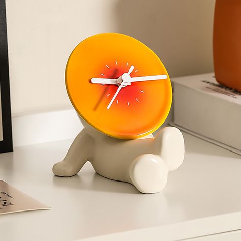 This modern novelty desk clock features silent operation and high-quality Ceramic. Hand-made with brilliant colors Creates the feeling of a sunset gradient and is suitable for offices, study rooms, living rooms, etc. Which helps you manage your time more efficientlyNote: This product requires one AA battery, which is not included. Interior Decor Pieces, Retro Home Accessories, Colorful Fun Furniture, Abstract House Decor, Home Decor Orange, Artist Home Decor, Retro Desk Decor, Cool Art Decor, Mid Century Modern Gaming Setup