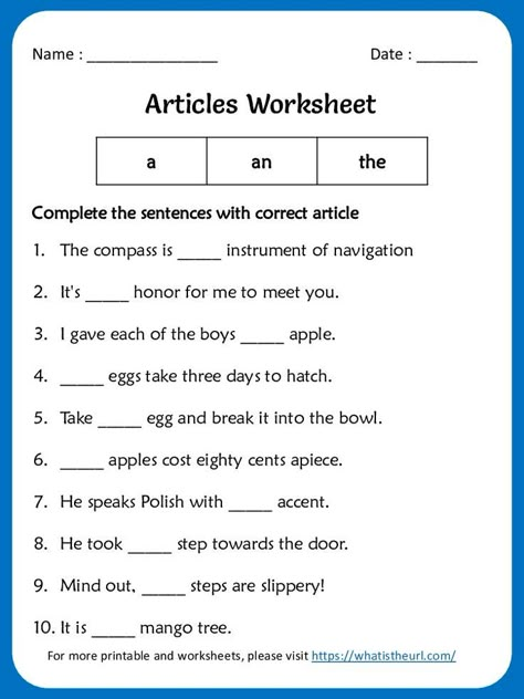 Using articles is important for any student.  This worksheet is for 3rd graders.  There are 20 questions in it.  Answer key is included too.Please download the PDF Articles (a, an and the) Worksheet for grade 3 -Exercise 4 Use Of Articles A An The, Articles Worksheet With Answers For Grade 2, Worksheet Of Articles For Class 2, Worksheet On Articles Grade 3, Article Worksheet Class 3, Grade 4 English Worksheets With Answers, Articles A And An, Article Worksheet For Grade 1, Article A An The Worksheets