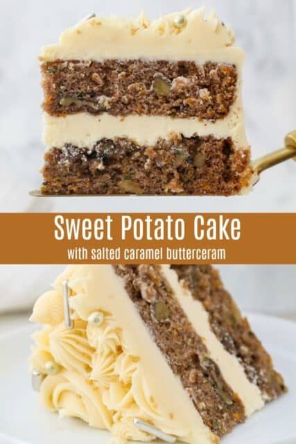 Sweet Potato Cake with Bourbon Salted Caramel Frosting Sweet Potato Carrot Cake, Sweet Potato Spice Cake, Sweet Potato Cake Southern, Easy Layer Cake Recipes, Bourbon Salted Caramel, Recipe With Caramel, Sweet Potato Dessert Recipes, Potato Cake Recipe, Caramel Cream Cheese Frosting