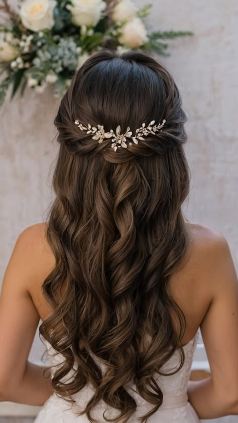 Discover gorgeous half up half down bridesmaid hairstyles for medium length hair Whether you prefer curly full or simple styles these easy yet elegant looks will suit all preferences From simple half up half down styles to short braids and everything in between find the perfect hairstyle for your bridesmaids with medium length hair Simple Wedding Hair For Bridesmaids, Hair Do Bridesmaid Half Up, Teenage Bridesmaid Hair, Hair Styles For Bridesmaids Half Up Half Down, Bridal Half Up Braid, Prom Hairstyles For Medium Length Hair Down, Cute Hairstyles For Prom For Medium Hair, Hair Half Up Half Down Prom, Bridal Hair Pieces Half Up