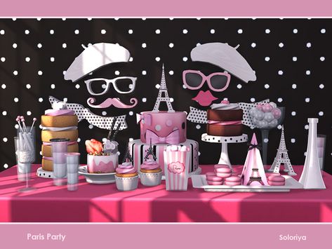 Sims 4 Paris, Sims 4 Decor Cc, Sims 4 Decor, Lotes The Sims 4, French Party, Paris Birthday Parties, Sims 4 Cc Kids Clothing, Paris Birthday, Sims 4 Gameplay