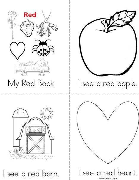 My Red Book from TwistyNoodle.com My Red Book Preschool, Books About The Color Red, Fall Books Preschool, Color Red Activities, Toddler Journal, Fall Lesson Plans, Red Pages, Twisty Noodle, Mini Booklet