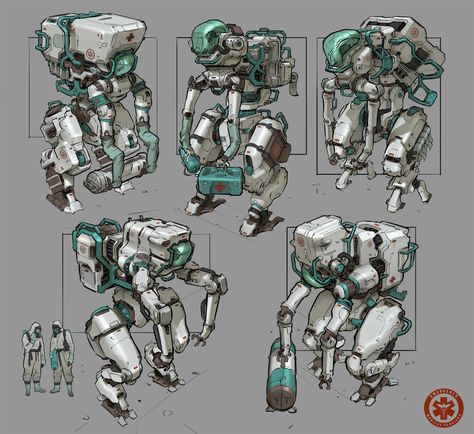 ArtStation - Medical Aid Mechs, Gavin Manners Cyberpunk Tech, Medical Robots, Robot Sketch, Robot Concept, Sci Fi Design, Cool Robots, Robots Concept, Robot Concept Art, Space Opera