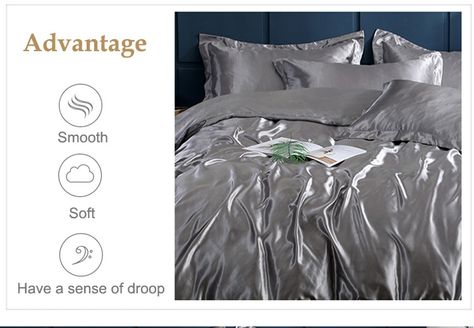 (1) Home Textile Solid Color Pure Satin Silk Bedding Set – Naja Home Decor Color Bedding, Green Bedding Set, Bed Cover Sets, Silk Bedding Set, Elegante Y Chic, King Size Duvet Covers, King Size Bedding Sets, Slaap Lekker, Luxury Duvet Covers