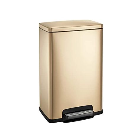 Amazon.com: Tramontina Step Can Stainless Steel 13 Gallon Gold, 81200/572DS : Industrial & Scientific Tiny Home Kitchen, Siren Design, Ugly Kitchen, Savings Book, Kitchen Trash Can, Metal Steps, Heavy Duty Hinges, Kitchen Trash, Orange Kitchen