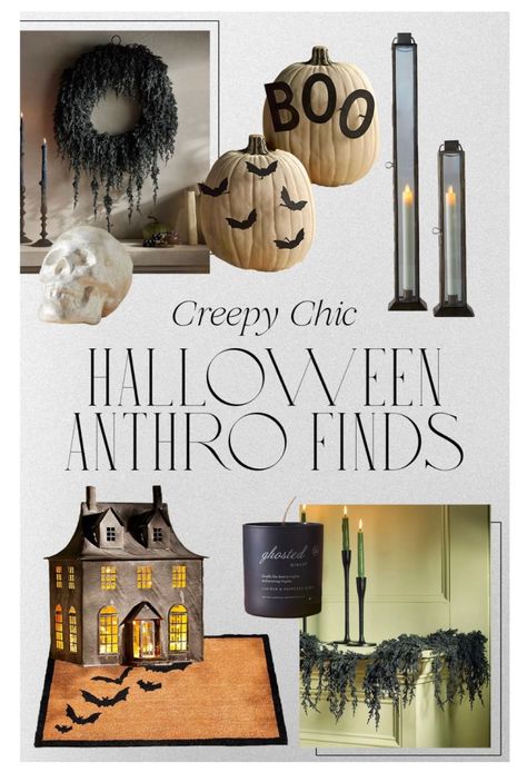 These spooky Halloween decor finds from Anthro have my heart! If you want to decorate your home for Halloween or fall but want to keep it classy, you're in the right place! Tap to shop chic fall decor! Crate And Barrel Halloween Decor, Fall 2024 Home Decor Trends, Crate And Barrel Halloween, Chic Apothecary Halloween Decor, Halloween 2024, Diy Pottery Barn Halloween Decor, Black Crow Halloween Decor, Black And White Halloween Aesthetic Decor, Halloween Chic