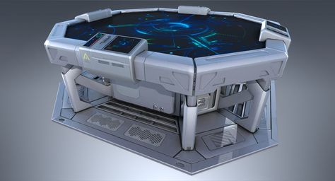 Sci Fi Table, Sci Fi Hologram, Hologram Table, Cassette Tape Crafts, Futuristic Tech, Operating Table, Sci Fi Props, Stark Industries, Environment Art