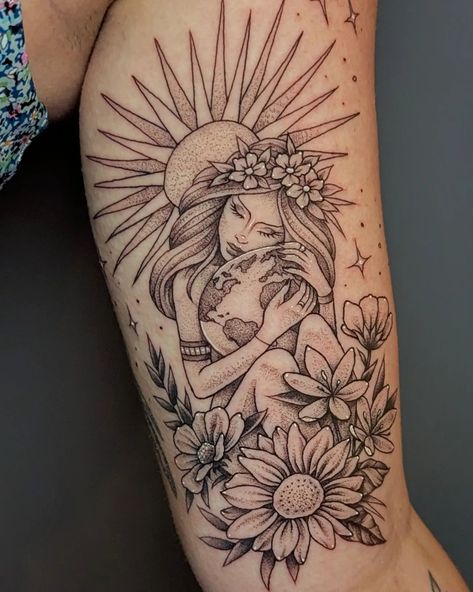 Lovely lady Virgo tattoo for Amanda! Thank you so much ☀️ Virgo Animal Tattoo, Traditional Virgo Tattoo, Virgo Earth Tattoo, Virgo Goddess Tattoo, Virgo Women Tattoo, Unique Virgo Tattoo Ideas, Mother Earth Tattoo, Virgo Goddess, Virgo Tattoo Designs