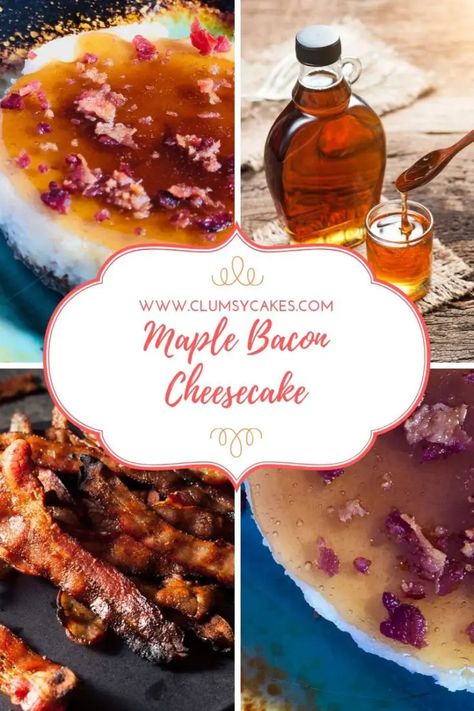 Bourbon Cheesecake Recipes, Unique Cheesecake Flavors, Maple Bacon Cheesecake, Bourbon Cheesecake, Unique Cheesecake Recipes, Bacon Cheesecake, Salty Sweet Desserts, Unique Cheesecake, Bacon Desserts