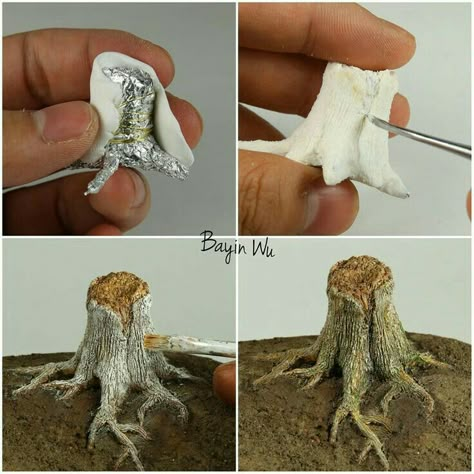 Hantverk Diy, Fairy Garden Designs, Fairy Garden Crafts, Tanah Liat, Diy Fairy, Miniature Diy, Fairy Garden Diy, Bathroom Layout, Tree Stump