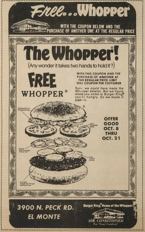 Old Food Poster, Old Food Ads, Burger King Poster, Vintage Fast Food, Burger Ads, Local Burger, Old Advertising, Food Vintage, Burger Menu