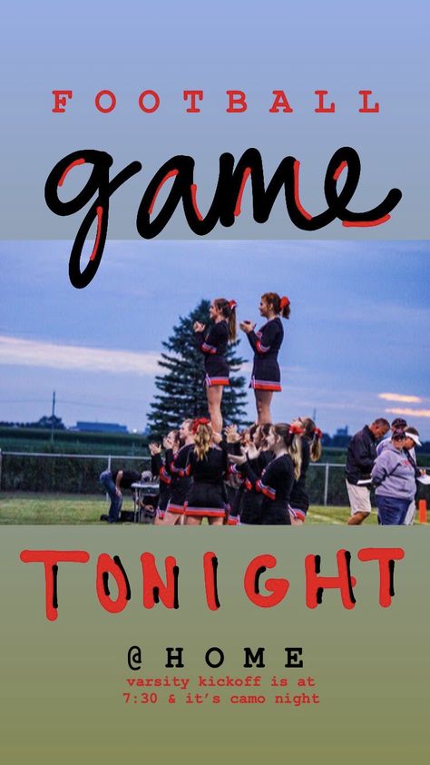 Game Day Posts Instagram Story, Cheer Social Media Ideas, Gameday Instagram Story, Game Day Instagram Story, Powder Puff Football, Cheer Games, Student Council Campaign, High School Games, Insta Snap