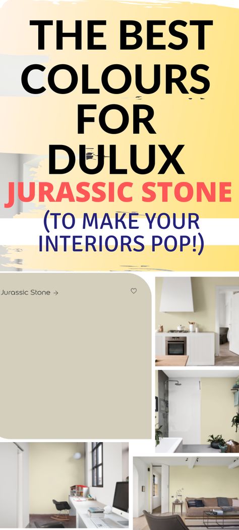 the best paint colours for Dulux Jurassic stone, to make your interiors pop Dulux Jurassic Stone, Dulux Colour Schemes, Dulux Paint Colours, Colour Guide, Dulux Paint, Uk Homes, Chic Interior, Paint Colours, Living Room Paint