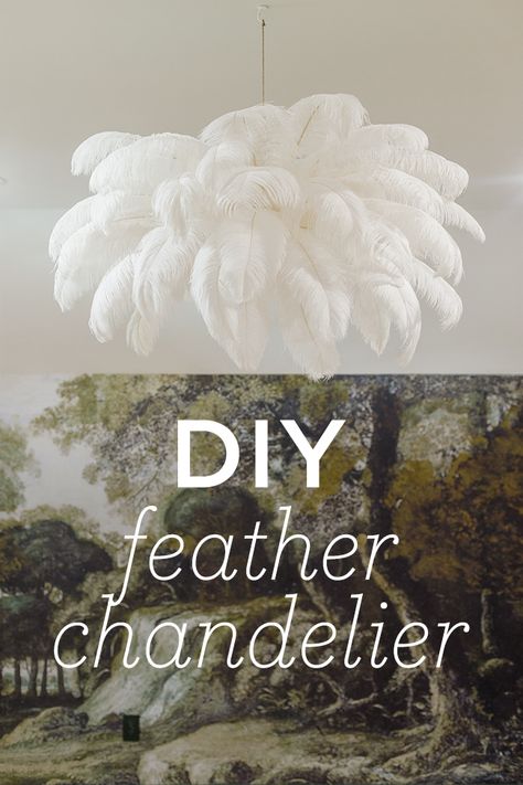 Faux Chandelier, Magic Light Trick, Diy Feather, Feather Chandelier, Jenna Sue Design, Feather Lamp, Jenna Sue, Ceiling Art, Large Feathers