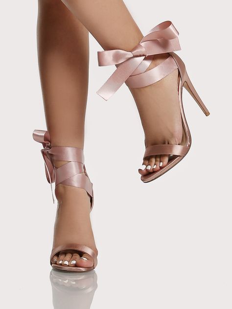 Shop Ribbon Tie Up Heels MAUVE online. SheIn offers Ribbon Tie Up Heels MAUVE & more to fit your fashionable needs. Heels With Ribbon, Shein Heels, Heels Shein, Mauve Heels, Glitter Wedding Shoes, Life Plans, Ankle Tie Heels, Tie Up Heels, Strappy High Heels