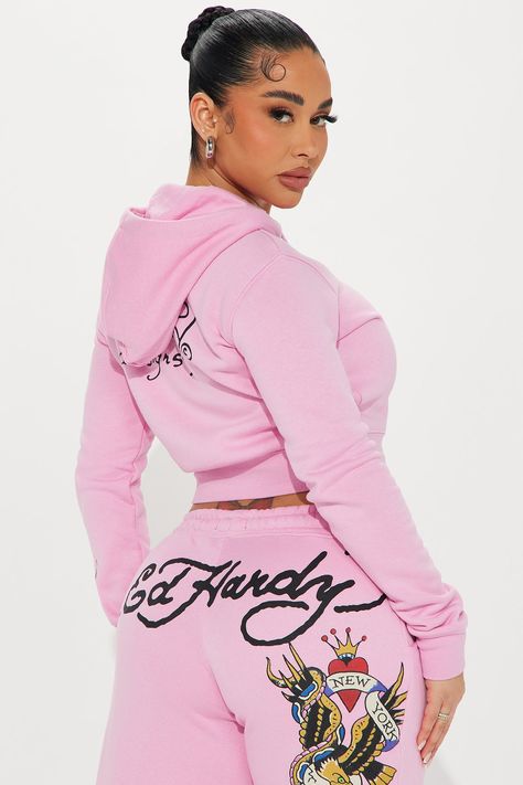 Available In Pink. Hoodie Front Zip Long Sleeve Front And Back Screen Ed Hardy Graphic Stretch Pair To "Ed Hardy New York Eagle Pant" Disclaimer: Due To The Printing Process A Difference In Saturation May Occur. Each Garment Is Unique. 55% Cotton 45% Polyester Imported | Ed Hardy New York Eagle Zip Front Hoodie in Pink size XL by Fashion Nova Christmas Girly Wishlist, Pink Ed Hardy Outfit, Ed Hardy Clothes, Pink Girly Things Accessories, Fashion Nova Hoodie, Ed Hardy Outfit, Pink Hoodie Outfit, Girly Fits, Green Fits