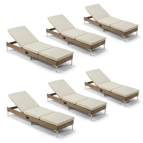 PRICES MAY VARY. Stepless Adjustment: The backrest of the outdoor chaise lounge chair is controlled by the air cylinder, which can be adjusted freely within the range ( 0°-70°). This design is more convenient than the ordinary adjustment mechanism that to meet your needs of various angles Thickened Soft Cushion: The patio chaise lounge chair comes with 3.15" thick upholstery to keep you comfortable all day long. The cushion cover is crafted by waterproof fabric, which is removable and washable. Poolside Chaise Lounge, Pool Lounge Chair, Pool Chaise, Wood Lounge Chair, Wicker Lounge Chair, Pool Lounge Chairs, Pool Chairs, Pool Lounger, Outdoor Chaise Lounge Chair