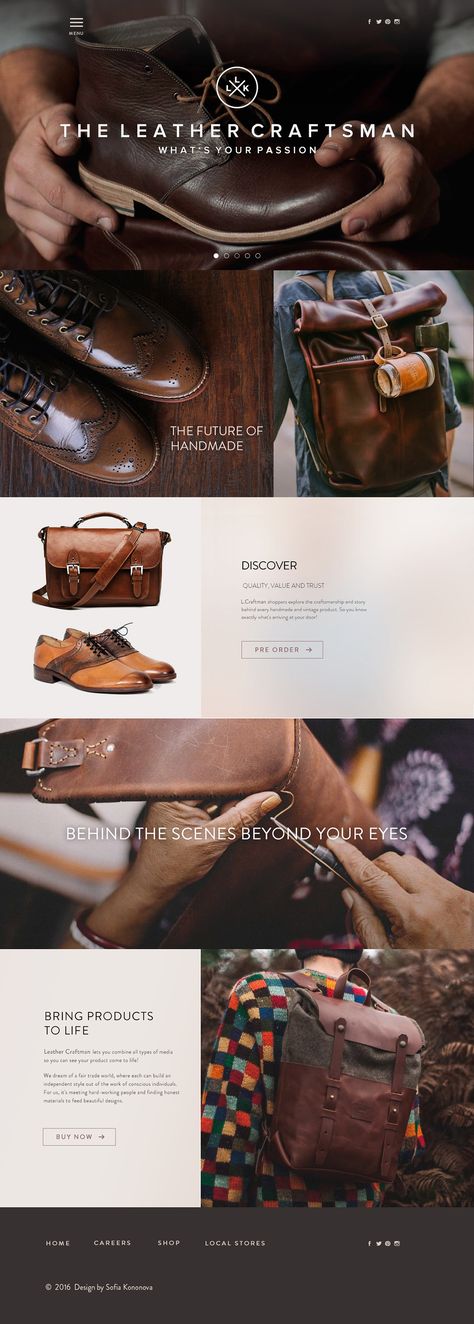 The Leather Craftsman on Behance Layout Web, Web Design Examples, Brian Johnson, Whiskey Stones, Webdesign Inspiration, Leather Craftsmen, Leather Workshop, Website Design Layout, Website Design Services