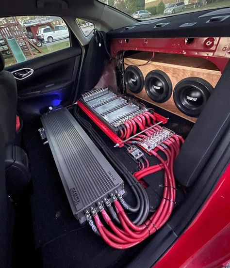 Car Audio Systems Boxes, Car Speaker Box, Subwoofer Wiring, Car Audio Fabrication, Audio Mobil, Custom Car Audio, Sound System Car, Audio Ideas, Subwoofer Box Design