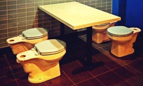 Poop for dinner? Toilet-themed diner serves up unsavory-named food Weird Restaurants, Good Advertisements, Air Conditioner Repair, Cooking Tutorials, Toilet Seats, Weird Food, Food Places, Toilets, Toilet Seat