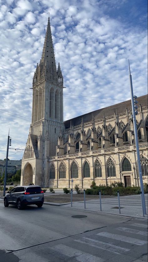 Basilica Architecture, Caen France, Architecture Aesthetic, Normandie France, France Aesthetic, Cathedral Architecture, Normandy France, Aesthetic Travel, Traditional Architecture