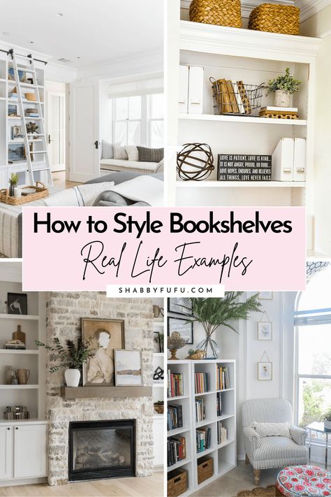 Bookshelves Styling, Bookshelf Decorating Ideas, Style Bookshelves, Aesthetic Bookshelf, Styling Bookshelves, Bookshelf Inspiration, Southern Decor, Decorating Bookshelves, Bookshelves In Living Room