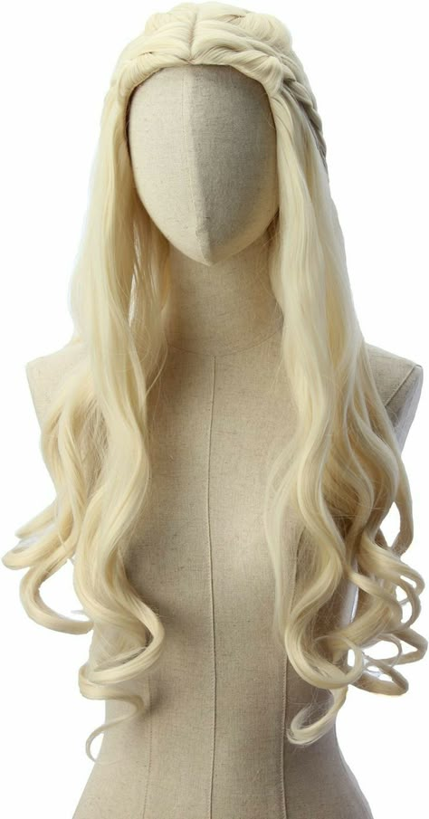 Blonde One Color, Daenerys Targaryen Wig, Mother Of Dragons Daenerys Targaryen, Wavy Middle Part, Blonde Halloween, Targaryen Cosplay, Daenerys Targaryen Cosplay, Blond Wig, Middle Part Wig