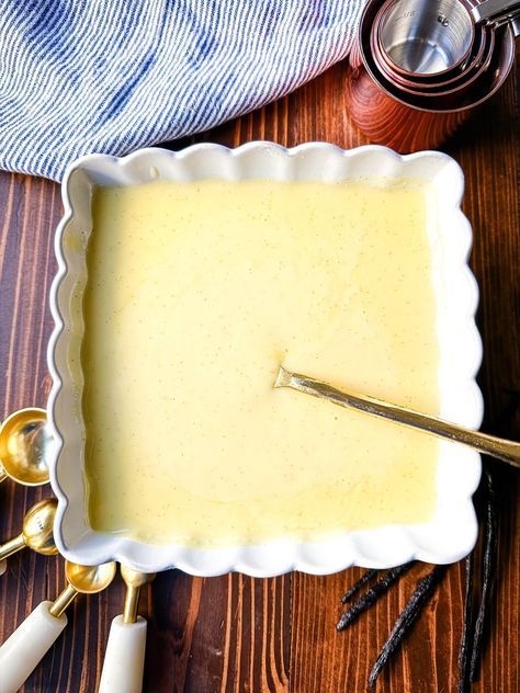 Vanilla Sauce for Bread Pudding (Creme Anglaise) Easy Vanilla Sauce, Vanilla Sauce For Bread Pudding, Sauce For Bread Pudding, Custard French Toast, Bread Pudding Recipe With Vanilla Sauce, Vanilla Sauce Recipe, Vanilla Custard Sauce, Praline Bread Pudding, Creme Anglaise Recipe