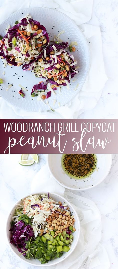 Copycat Peanut Slaw | peanut slaw recipe | homemade coleslaw recipe | easy slaw recipes | WoodRanch Grill peanut slaw recipe | asian peanut slaw || Oh So Delicioso #peanutslaw #asianslaw #copycatrecipe Peanut Coleslaw Recipe, Peanut Slaw Recipe, Peanut Coleslaw, Homemade Coleslaw Recipe, Asian Coleslaw Recipe, Peanut Slaw, Asian Slaw Recipe, Coleslaw Recipe Easy, Homemade Coleslaw