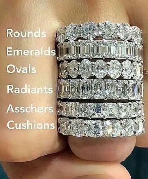 Comment below ⬇️ which one you would pick. The perfect anniversary ring if you have one coming up. Timeless and they all pack a ton of sparkle. DM me to book an appointment and visit my showroom. #dmfinejewellery Hand Stack, Wedding Rings Gold, Diamond Ring Round, Wedding Rings Emerald Cut, Engagement And Wedding Rings, Jewelry Real, Diamond Rings Design, Gold Ring Designs, Dream Engagement Rings