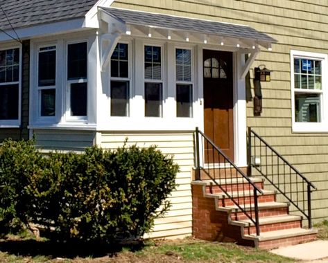 We took the old fake stone veneer off of the front steps and replaced it with real brick. Description from sopocottage.com. I searched for this on bing.com/images Enclosed Front Porch Ideas Entrance, Front Porch Flower Boxes, Porch Flower Boxes, Front Porch Mudroom, Enclosed Front Porch Ideas, Porch Ideas Entrance, Porch Mudroom, Enclosed Front Porches, Enclosed Front Porch