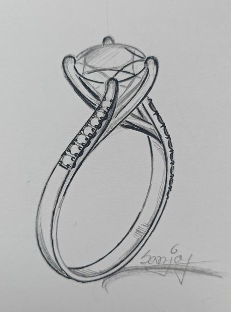 How To Draw A Diamond Ring, Ring On Hand Drawing, Jewelry Design Sketch Drawings, Jewellery Art Drawing, Jewellery Drawing Sketches, Rings Drawing Sketches, Diamond Ring Sketch, How To Draw Jewelry, Jewellery Sketches Jewelry Drawing