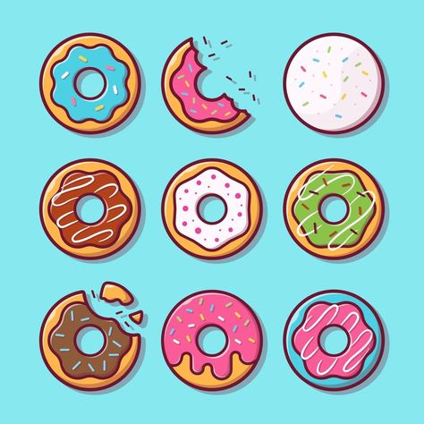 Donuts Illustration, Candy Text, Donut Cartoon, Donut Logo, Candy Icon, Donut Vector, Vector Icons Illustration, Pastel Pattern, Cartoon Posters