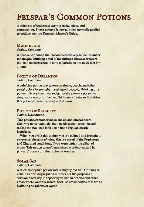 Dnd Alchemy, Alchemist Character, Dnd Potions, Ranger Dnd, Dm Ideas, Curse Spells, D Photo, Dnd Homebrew, Dungeon Master's Guide