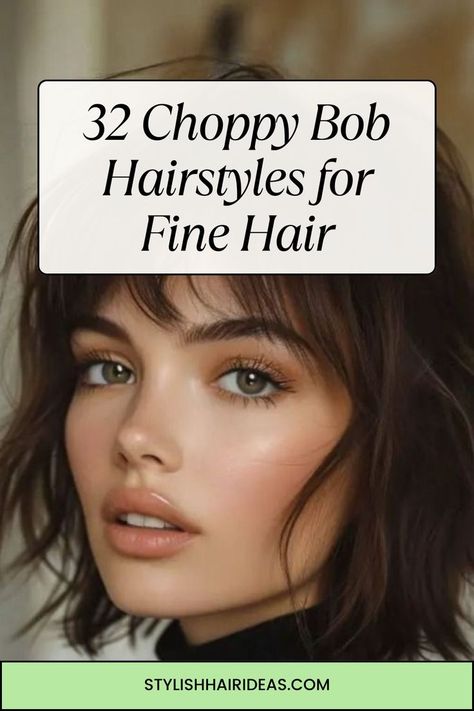 Revamp your style with these fabulous choppy bobs for fine hair! From subtle layers to bold textures, these ideas are perfect for every mood. #ChoppyBobHair #FineHairIdeas #TrendyHairstyles Short Choppy Layered Bob Hairstyles, Textured Bob Hairstyles For Fine Hair, 90sbob Haircut, Textured Bob Fine Hair, Inverted Choppy Bob, Choppy Bobs For Fine Hair, Bob With Flipped Ends, Flippy Bob, Bob With Choppy Layers