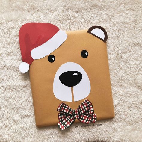 Bear Gift Wrap, Polar Bear Wrapping Ideas, How To Wrap A Book For Christmas, Diy Christmas Gift Wrap, Fun Christmas Wrapping Ideas For Kids, Gift Wrapping Christmas Ideas, Cute Christmas Gift Wrapping Ideas, Brown Paper Wrapping Christmas, Santa Gift Wrapping Ideas