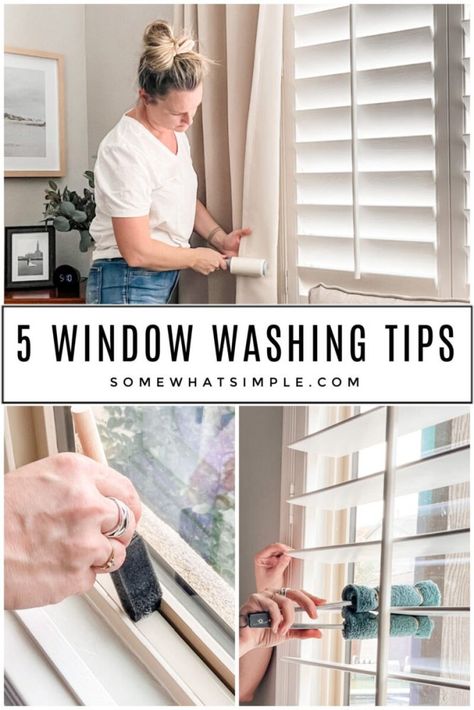 Easily wash your windows inside and out in minutes and get sparkling results with these 5 best Window Washing Tips! via @somewhatsimple Diy Window Washing Solution, Best Way To Wash Windows Inside, Window Washing Tips, Best Window Washing Solution, Cleaning Windows Inside House, Window Washing Solution, Wash Windows, Homemade Glass Cleaner, Window Cleaning Solutions