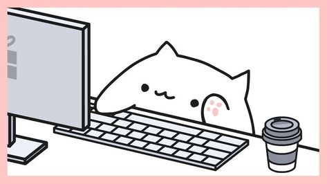 Coffee Wallpaper Laptop, Study Art Anime, Keyboard Illustration, Pc Drawing, Laptop Drawing, Bongo Cat, Science Cat, Cat Mobile, Wallpaper Gatos