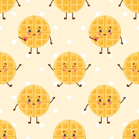 Waffle Wallpaper, Waffle Drawing, Waffle Cartoon, Kawaii Waffle, Cartoon Waffle, Professional Lightroom Presets, Lightroom Presets Bundle, Flat Vector Illustration, Character Cartoon