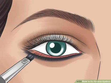 How to Do Reverse Eyeliner: 10 Steps (with Pictures) - wikiHow Life Reverse Cat Eye Eyeliner, Reverse Liner, Reverse Eyeliner, Reverse Cat Eye, Cat Eye Eyeliner, Eye Eyeliner, Bold Eyeshadow, Black Eyeliner Pencil, Trace A