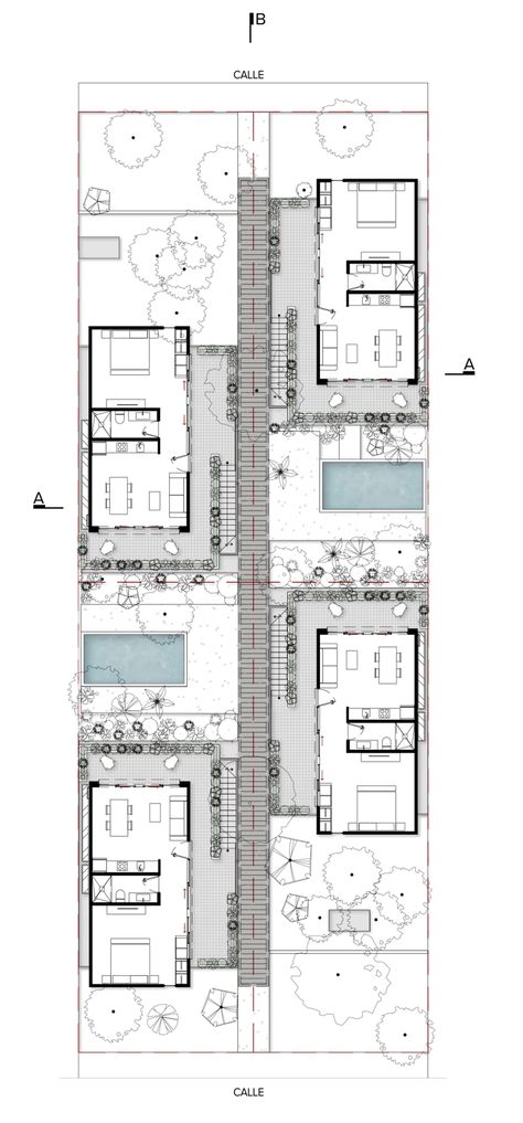 Hacienda Style Homes Mexican, Hacienda Style Homes, Courtyard Design, Architectural Floor Plans, Apartment Floor Plans, Hacienda Style, Apartment Plans, Residential Apartments, Apartment Complexes