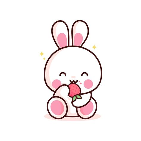 Cute Drawings Of Bunnies, Rabbit Sticker Kawaii, Cute Bunnies Cartoon, Cute Drawings Animals Kawaii, Easter Cute Drawings, Crafts Cute Paper, Cute Printable Stickers Bunny, Cute Rabbit Sticker, Cute Drawings Bunny