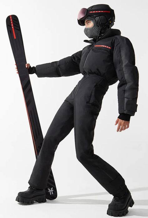 Women's Ski wear and technical gear | PRADA Prada Ski Suit, Prada Skiing, Prada Snowboard, Chanel Snowboard, Snow Boarding Outfits Woman, Ski Resort Outfit, Ski Suits For Women, Ski Outfit For Women, Preppy Sweater Outfits