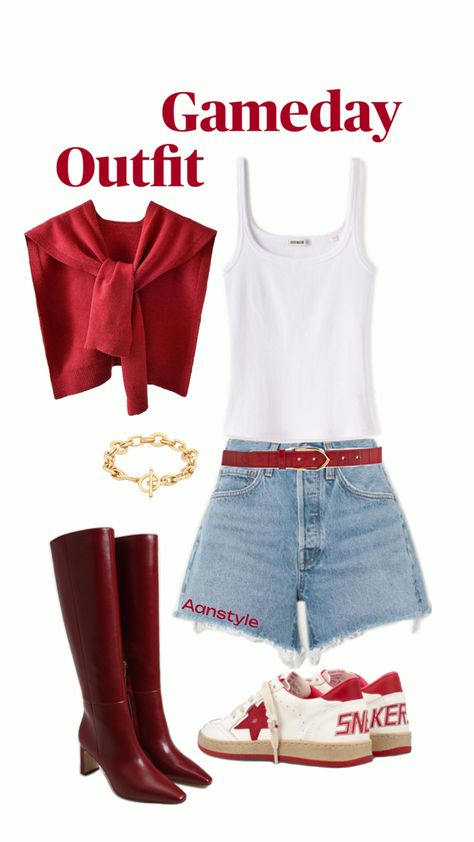 Red, black, and white college outfit College Game Day, College Game Days, College Outfit, College Fits, Game Day Outfit, Florida State University, Gameday Outfit, Day Outfit, College Outfits